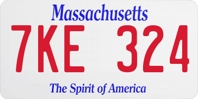 MA license plate 7KE324