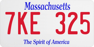 MA license plate 7KE325