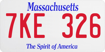 MA license plate 7KE326