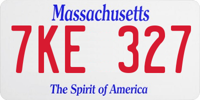 MA license plate 7KE327