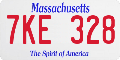 MA license plate 7KE328
