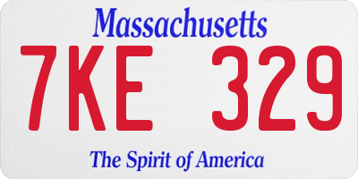 MA license plate 7KE329