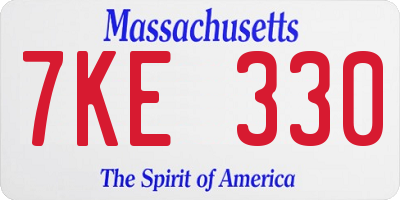 MA license plate 7KE330