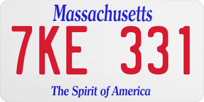 MA license plate 7KE331