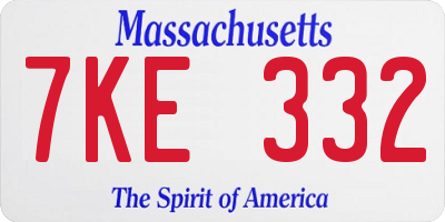 MA license plate 7KE332