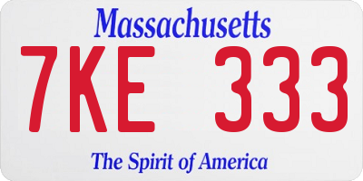 MA license plate 7KE333