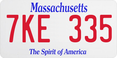 MA license plate 7KE335
