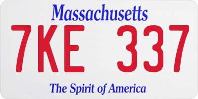 MA license plate 7KE337