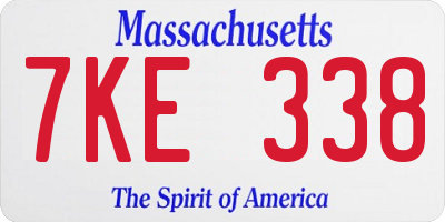 MA license plate 7KE338