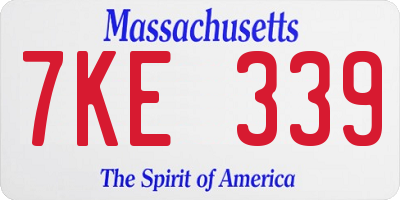 MA license plate 7KE339