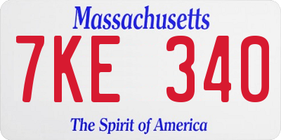 MA license plate 7KE340