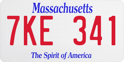 MA license plate 7KE341