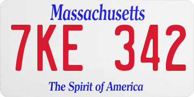 MA license plate 7KE342