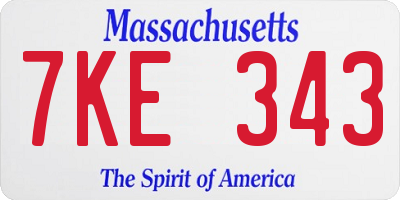 MA license plate 7KE343