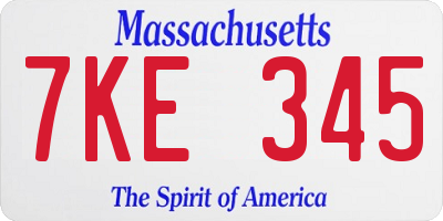 MA license plate 7KE345