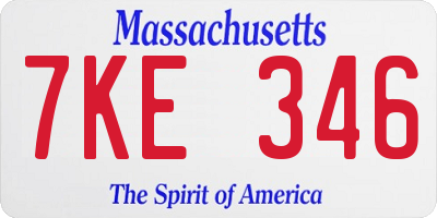MA license plate 7KE346