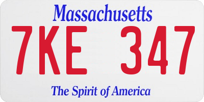 MA license plate 7KE347