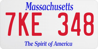 MA license plate 7KE348