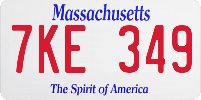 MA license plate 7KE349