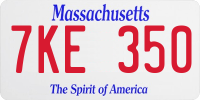 MA license plate 7KE350