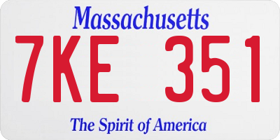 MA license plate 7KE351