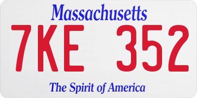 MA license plate 7KE352
