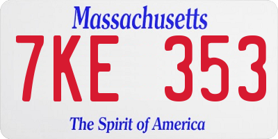 MA license plate 7KE353