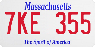 MA license plate 7KE355