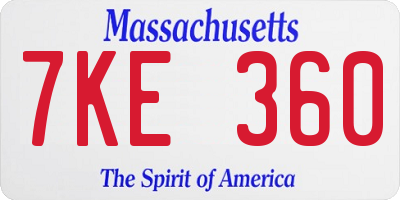 MA license plate 7KE360