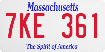 MA license plate 7KE361
