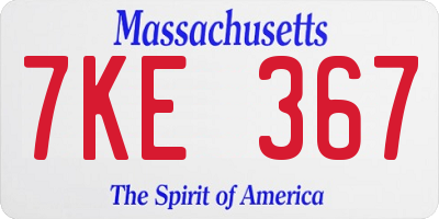 MA license plate 7KE367
