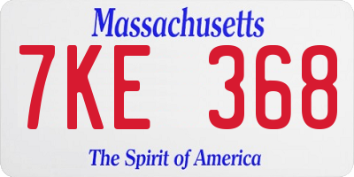 MA license plate 7KE368
