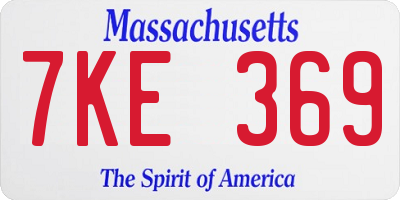 MA license plate 7KE369