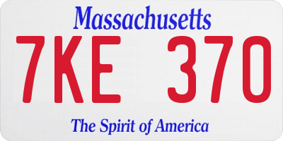 MA license plate 7KE370