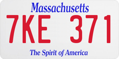 MA license plate 7KE371