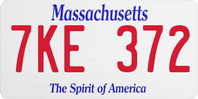 MA license plate 7KE372