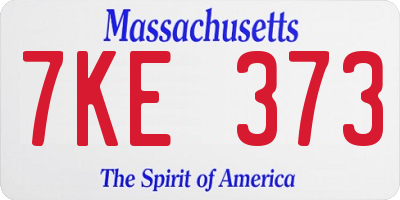 MA license plate 7KE373