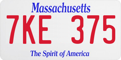 MA license plate 7KE375
