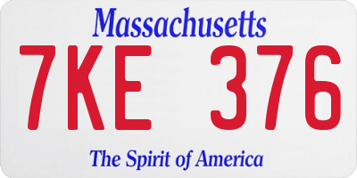 MA license plate 7KE376