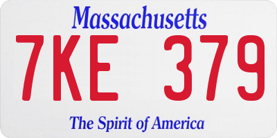 MA license plate 7KE379
