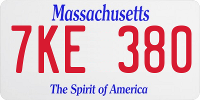 MA license plate 7KE380