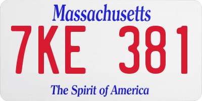 MA license plate 7KE381
