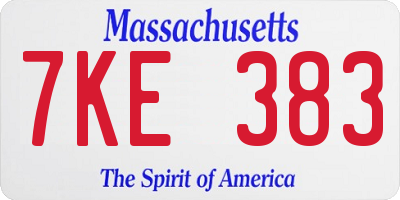 MA license plate 7KE383