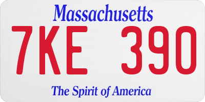 MA license plate 7KE390