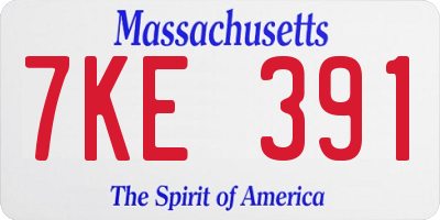 MA license plate 7KE391