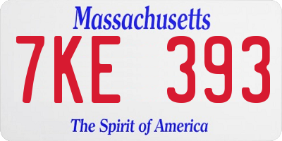 MA license plate 7KE393