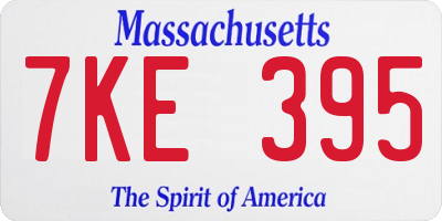 MA license plate 7KE395
