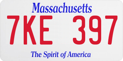 MA license plate 7KE397