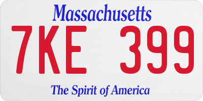 MA license plate 7KE399