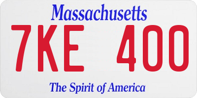 MA license plate 7KE400